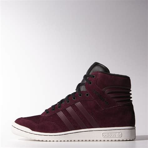 high top Adidas burgundy